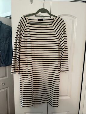 GAP Cream and Black Striped Boatneck Shift Dress